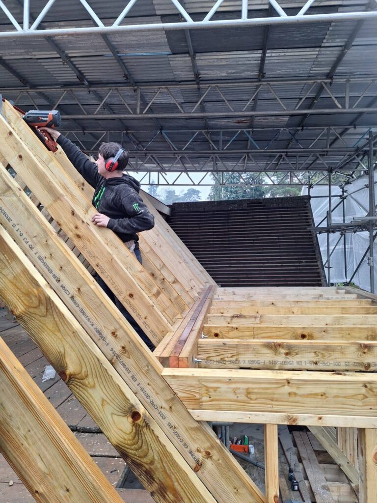 roofing installation and roof repairs work under process by harpers home developments