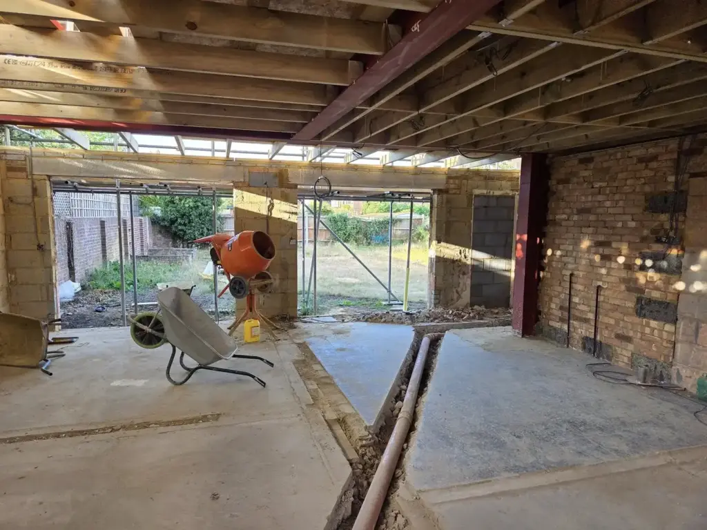 building company in surrey working on structural house extension interior