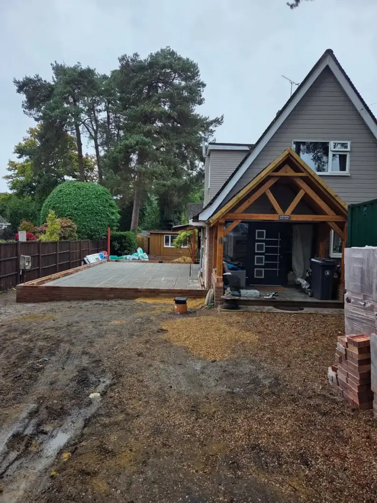 Preparing The Ground For New Double Storey Extension In Camberley 4 groundworks camberley base preparation
