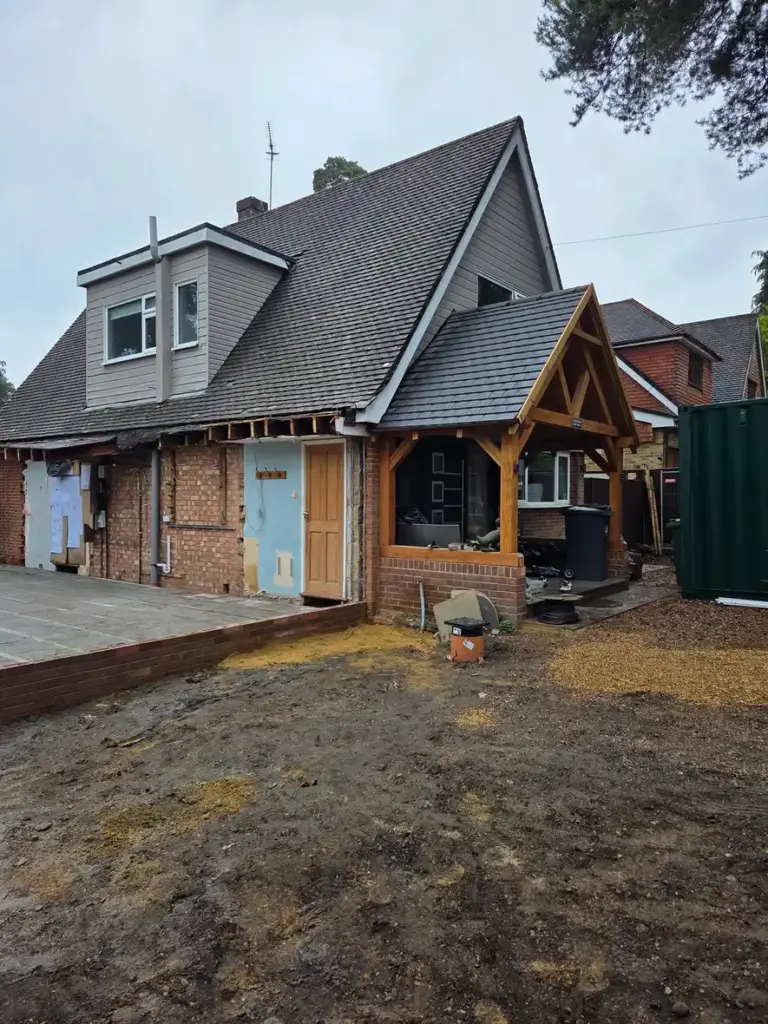 Preparing The Ground For New Double Storey Extension In Camberley 1 completed a double storey extension and groundworks in camberley