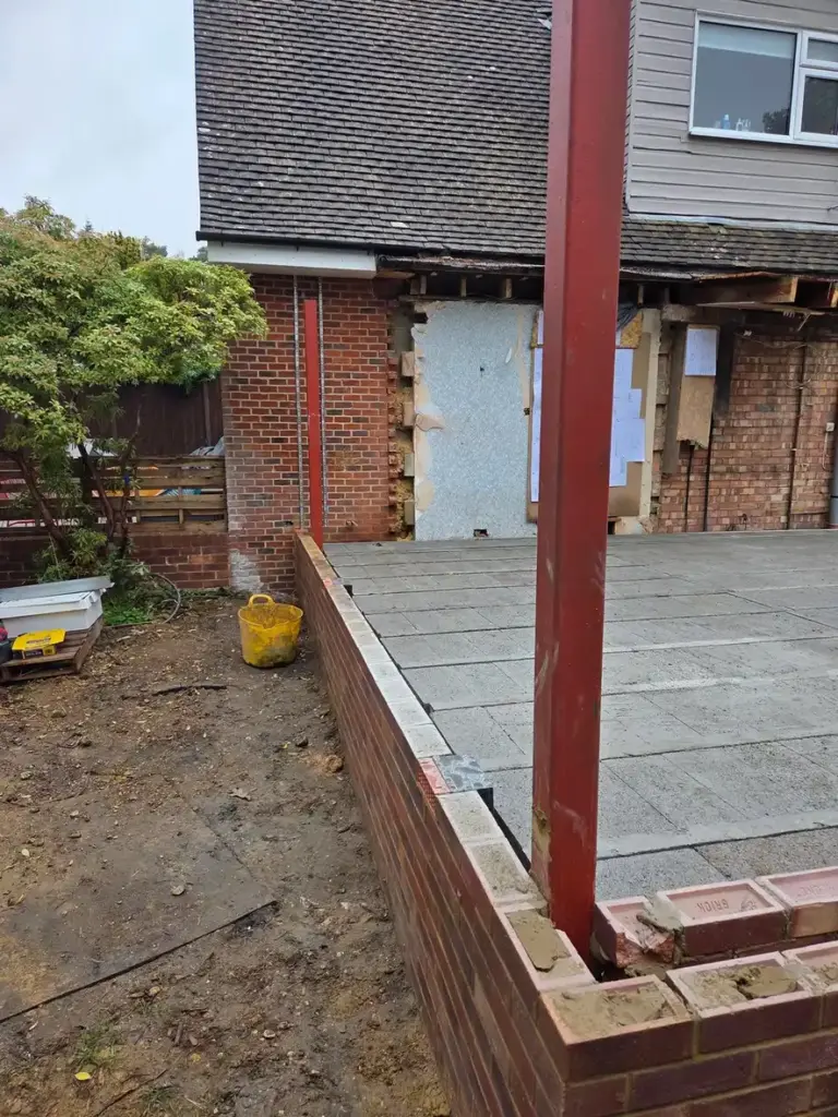Preparing The Ground For New Double Storey Extension In Camberley 3 groundworks camberley dpc brickwork