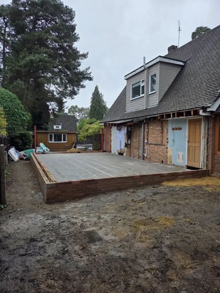 Preparing The Ground For New Double Storey Extension In Camberley 6 harpers home developments surrey team groundworks demolition