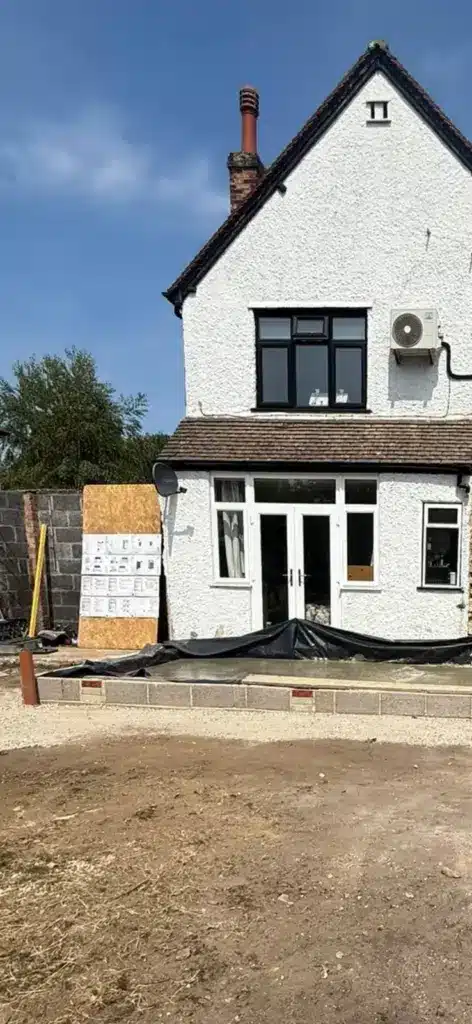 Modern Rear Extension In New Haw Creating More Space At Home 3 groundworks rear property site preparation