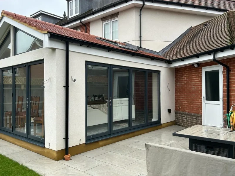 House Extensions 8 new build contractors surrey preparing concrete base and driveway area